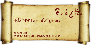 Höffler Ágnes névjegykártya